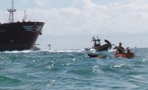 A successful rescue, with paddlers frantic to escape